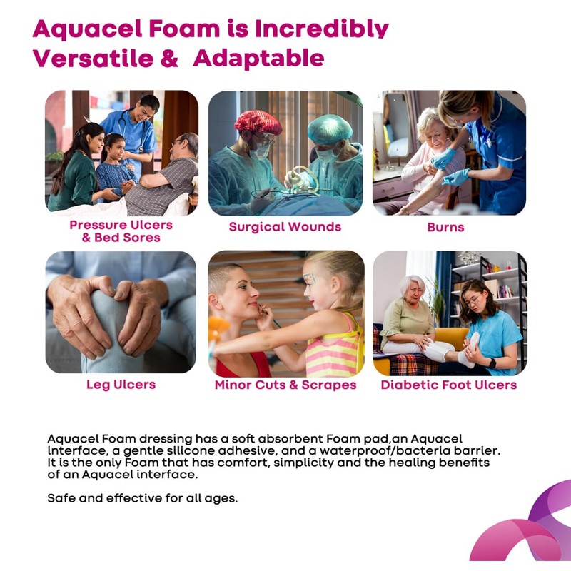 ConvaTec AQUACEL Foam 4"x4" Wound Dressing with Silicone Gel Adhesive,