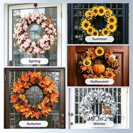 2 Pack Suction Cup Wreath Hanger for Front Door，Waterproof Suction Cup Hanger for Windows, Shower, Smooth Doors,Wreath Hooks for Christmas Thanksgiving Halloween July 4th Easter (Gunmetal Gray)
