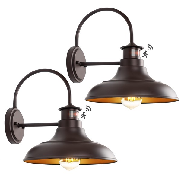 Oil Rubbed Bronze Motion Sensor Outdoor Barn Lights - Dusk