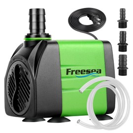 FREESEA Submersible Aquarium Fountain Pump: 400GPH 25W Adjustable Ultra Quiet Small Fish Tank Water Pump with 5ft Tubing for Outdoor | Pond | Hydroponic | Waterfall