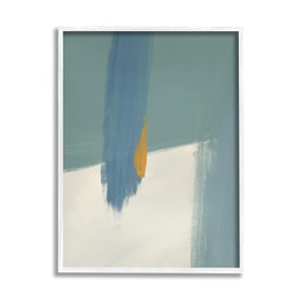 Stupell Industries Abstract Blue Green Brush Strokes, Designed by Bronwyn Baker White Framed Wall Art, 11 x 14, Grey