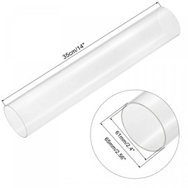 sourcing map Acrylic Pipe Clear Rigid Round Tube 61mm ID 65mm OD 14" for Lamps and Lanterns, Water Cooling System