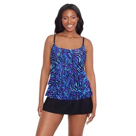 Great Lengths Women's Standard Faux Ruffle Swim Skirtini, Painted Safari