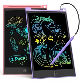 TECJOE 2 Pack LCD Writing Tablet, 10 Inch Colorful Doodle Board for Kids, Electronic Drawing Tablet Drawing Pads,Kids Travel Games Activity for Learning,Gifts for 3–6-Year-Old(Pink and Violet)
