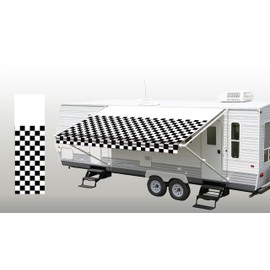 SunWave- RV Awning Fabric Replacement | RV Electric Camper Awning | Premium Vinyl RV Canopy | Awning (Checkered Pattern, 20’ (Fabric Width 19’2”))