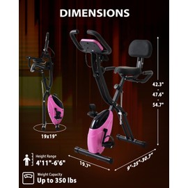 Merax Foldable Fitness Stationary Bike, Upright Indoor Cycling Bike, Magnetic Exercise Bike with 16-Level Adjustable Resistance&Back Support Cushion for Home Gym Workout