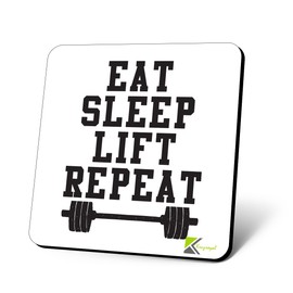 CS906 Eat Sleep Lift Repeat/Gift for Gym Lover Novelty Funny Coffee Tea Drink Gift Glossy MDF Wooden Coaster