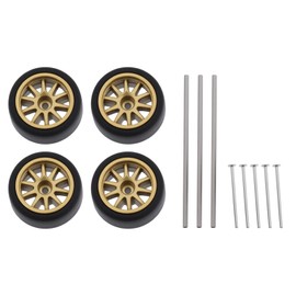 Briny River 1 Set HO Scale Road Racing Gold Wheel with Tires Axles Compatible with Aurora T-Jet Rrr Model Car Racing