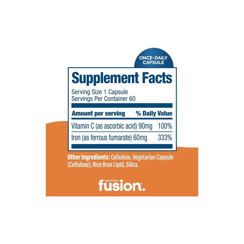 Bariatric Fusion Hierro 60mg Vitamina Suplemento Vegano Sabor