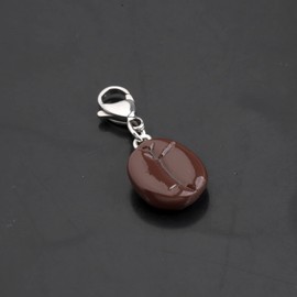 CENWA Coffee Bean Zipper Pull Charm Gift for Women Coffee Lover, Stainless Steel, No Gemstone