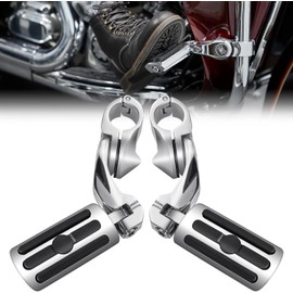 KEMIMOTO Motorcycle Highway Pegs Angled Adjustable Highway Foot Rest Footpegs for Road Glide Street Electra Glide Road King with 1.25" Engine Guard Chrome