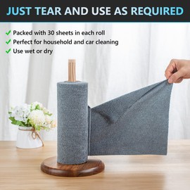 Tearova Reusable Microfibre Cloth Roll Pack of 2 rolls 60 Pieces Total - Sustainable, Washable, Lint free, Absorbent Kitchen Roll - Ideal Cleaning for Home and Car 25cm x 25cm ~(Grey and Black)