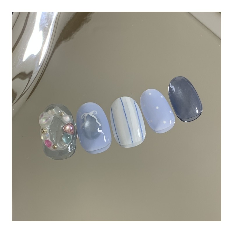 [Handmade Nail Tips] Mermaid Pearl Nail Tips - Short Oval