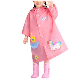 Pink Unicorn Girls' Rain Jacket Kids Cute Raincoat Waterproof Rain Poncho Jacket Coat for Girls Boys--XL 7-9 Years YY