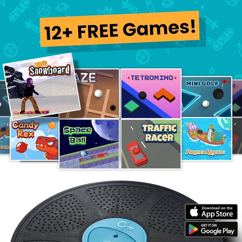 GoBalance Board - App-Enabled Balance Board. Smart Bluetooth Sensor, 12