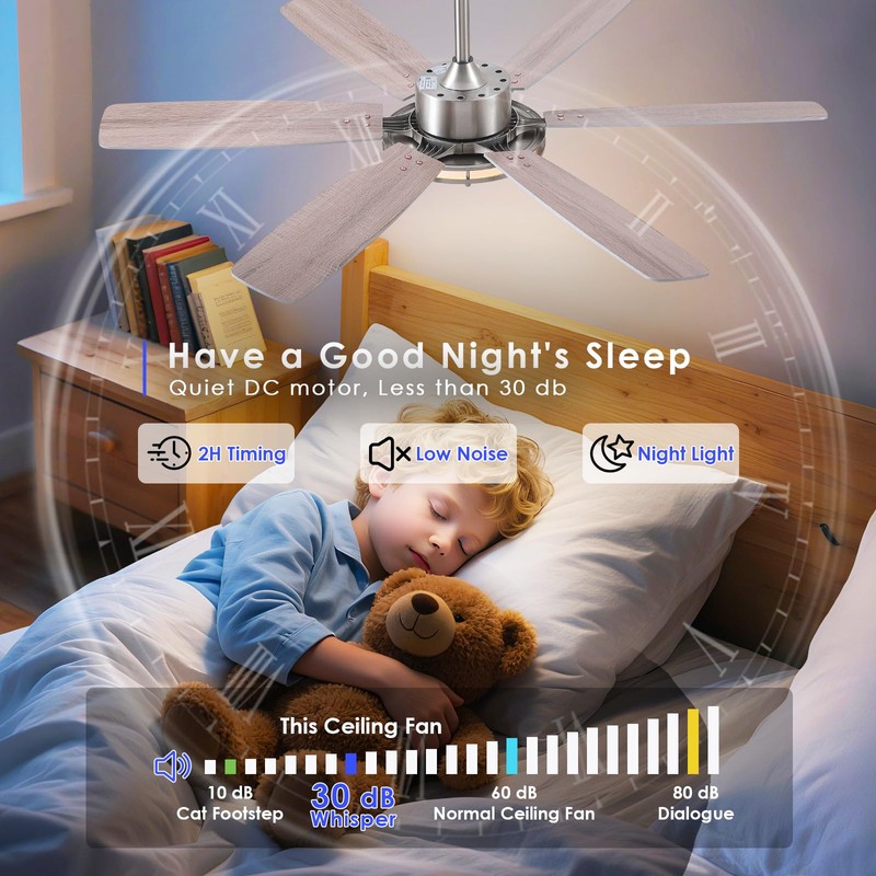 52in Ceiling Fan with Light,Modern Ceiling Fan with Light and