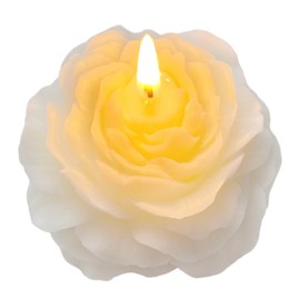 White Peony Flower Shape Candles for Women Friends Colleague Classmates Gift, 3 Inch Pastel Aesthetic Scented Candle with English Pears & Freesia Scent