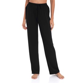 GYS Soft Viscose Pajama Pants for Women, Comfy Lounge Sleep Pants Pj Bottoms Drawstring Sleepwear, Black, Small