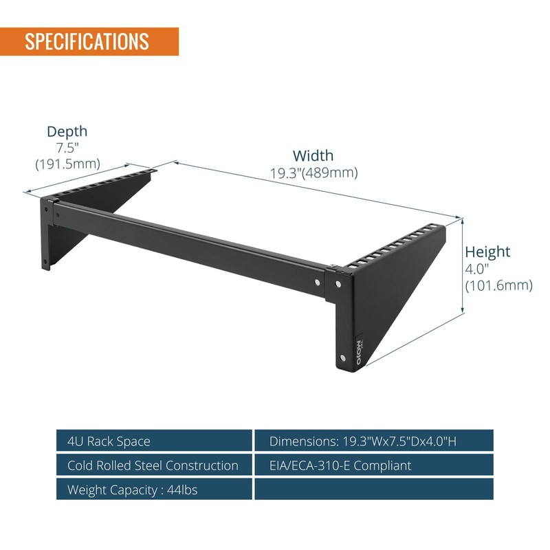 Tecmojo 4U Foldable Vertical Wall Mount Rack and Wall Mountable