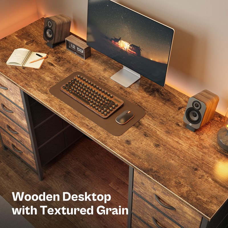 Huuger 55 Inch Computer Desk with 8 Drawers, Office Desk