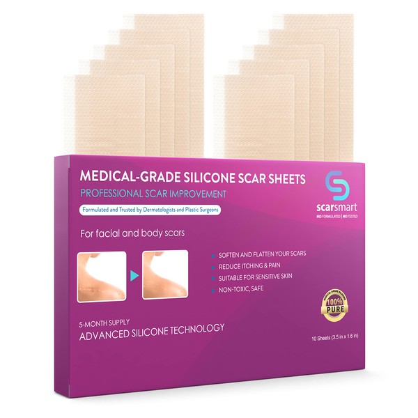 Scar Smart Silicone Scar Sheets - Scar Cream Strips for Surgical Scars, Burns, Stretch Marks, Acne & Keloids
