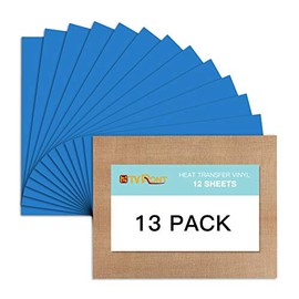 Lake Blue HTV Heat Transfer Vinyl Bundle: 13 Pack 12" x 10" Iron-On for T-Shirt, Cricut, Silhouette Cameo or Heat Press Machine