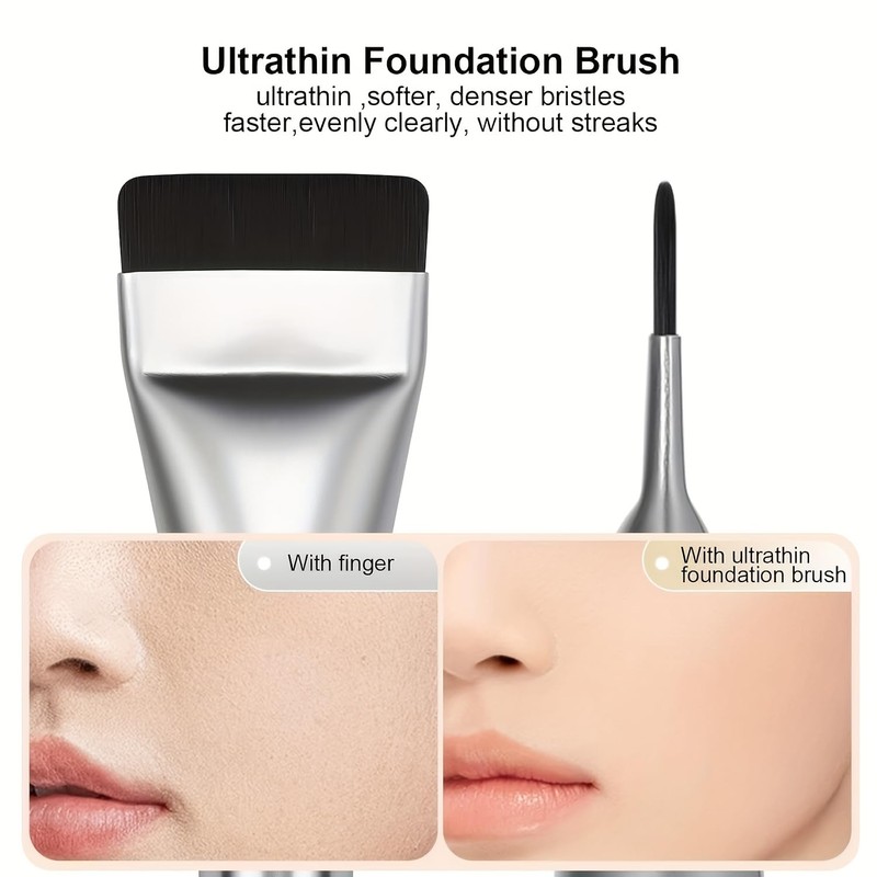 2Pcs Ultra Thin Foundation Brush, Flat Makeup Brush for Face