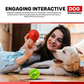 ASL Interactive Dog Treat Ball, 2-Pack Durable Chew Balls for Puppies and Dogs Enrichment Toys for Large Dogs & Small Dogs, Durable Balls for Teeth Cleaning/IQ Training/Chewing