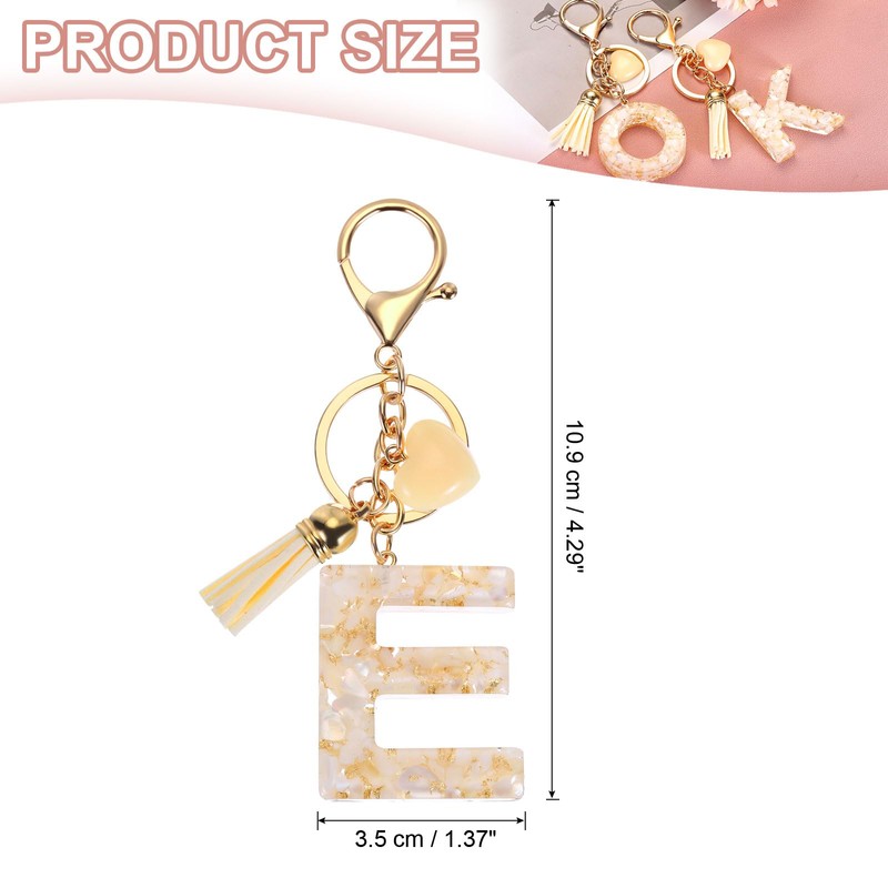 [PATIKIL] Alphabet Initial Letter Key Chain Resin Cute Keychain Tassel