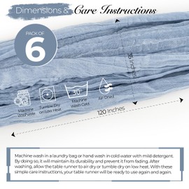 6 Pack Cheese Cloth Table Runners, 10 Foot Cheesecloth Table Runner Boho, Cheesecloth Table Runner 35x120, Blue Cheesecloth Table Runner, Dusty Blue Table Runner, Wedding Arch Draping Fabric