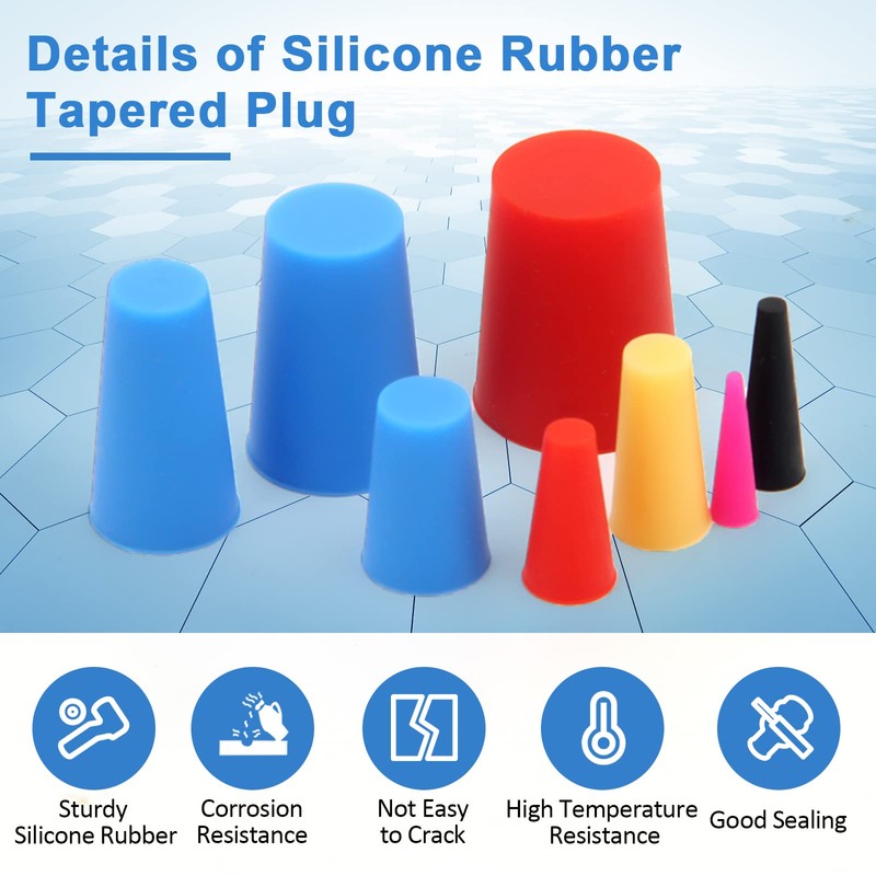 110PCS Silicone Rubber Tapered Plug, Coldairsoap High-Temperature Resistant Rubber Stoppers