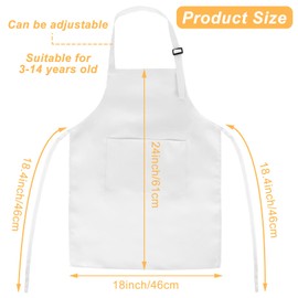 Morcheiong 8 Pack Adjustable Kids Apron Bulk with 2 Pockets Toddler Apron Kids Painting Aprons for Cooking Baking Painting Boys Girls (White)