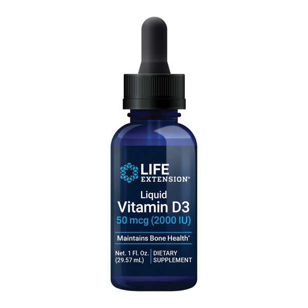 Life Extension Liquid Vitamin D3 50mcg(2000IU) - Vitamin D Supplement Unflavored Drops for Immune Support, Bone and Heart Health – Gluten-Free, Non-GMO – Net 1 fl. Oz. (29.57mL) - 850 Servings