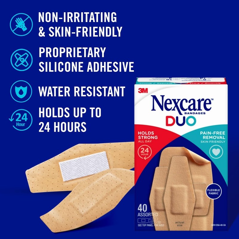 Nexcare Duo Flexible Fabric Bandages: Assorted / 40-Count (Tan) /