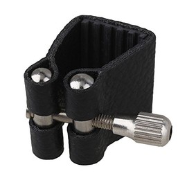 Yibuy 75mm Black Leather Soprano Saxophone Mouthpiece Sax Ligature Fastener