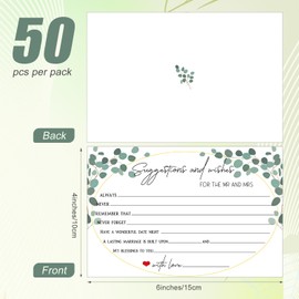 50pcs Advice and Wishes Cards for The Mr and Mrs, Wedding Advice Cards for Bride & Groom Elegant Suggestion and Wishes Card for Bridal Shower Party Wedding Reception Decoration