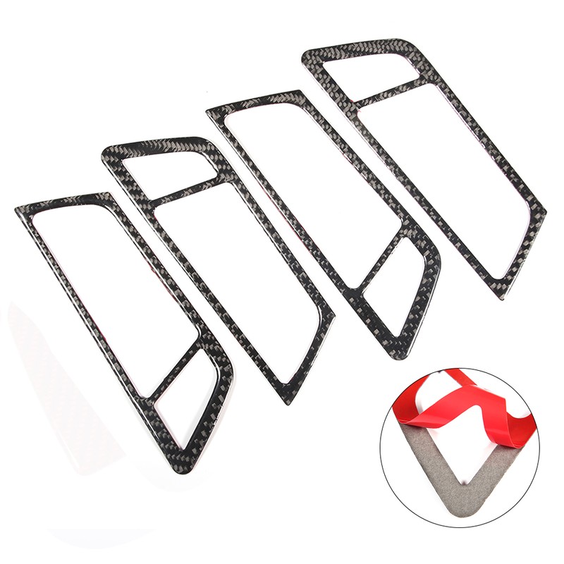 4Pcs Carbon Fiber Car Interior Door Handle Frame Cover Trim