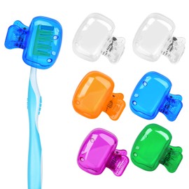 Waenerec 6 Pack Toothbrush Covers Portable Toothbrush Protector Coverings Clips Travel Protector Plastic Brush Pod Protection Clip Case Tooth Brush Covers for Kids Bathroom Home Travel Supplies