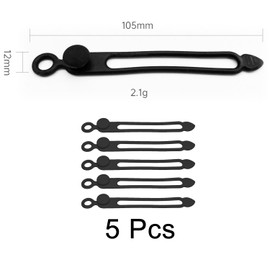 TENOC Silicone Cable Ties 5 Pcs Black Reusable Cable Holder Elastic Cord Straps Flexible Wire Organizer for Phone Tablet Charging Cable and Headset or Others