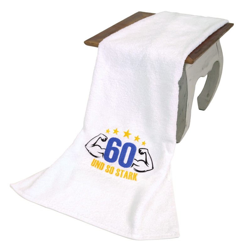 Abc Casa 60th Birthday Gift Towel with Embroidered Muscles for