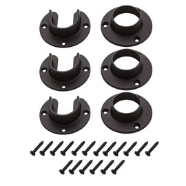 Wideskall Heavy Duty Stainless Steel Closet Pole Sockets Rod End Support with Screws (Matt Black, 3 Sets)