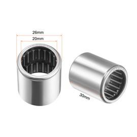 uxcell HK2030 Drawn Cup Needle Roller Bearings, Open End, 20mm Bore, 26mm OD, 30mm Width 40000N Static Load 21800N Dynamic Load 10100rpm Limiting Speed 2pcs