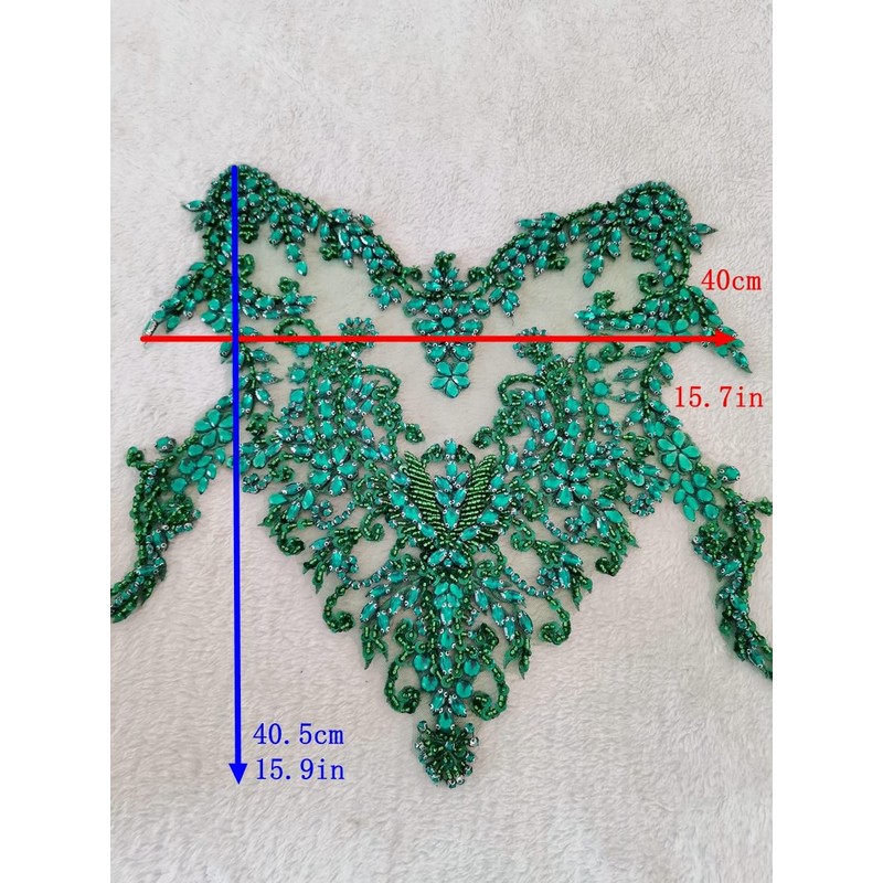 Handmade Rhinestones lace Applique handsewing Beads Sequins Trimming Patches for
