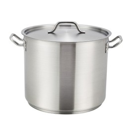 Winco SST-8, 8-Quart 6.75-Inch High 9.5-Inch Diameter Stainless Steel Stock Pot With Cover, Master Cook with 5 Millimeter Thick Aluminum Core