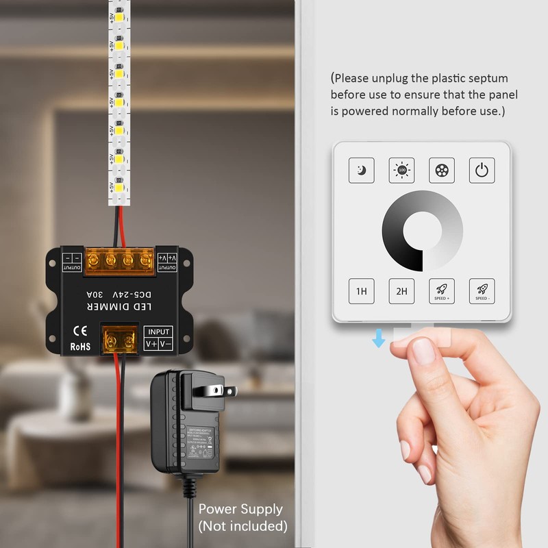 RGBZONE LED Light Strip Dimmer, RF Wireless Remote Control, Dimmable