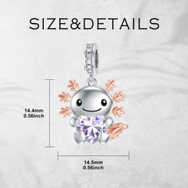 PROESS 925 Sterling Silver Axolotl Charm June Birthstone Charm for Axolotl Bracelets Axolotl Bead Axolotl Jewelry for Women Axolotl Lovers
