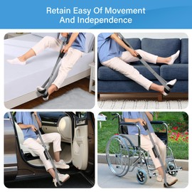 39 Inch Long Leg Lifter Strap with Padded Handgrips and Foot Loop,Rigid Leg Lifter for Hip&Knee Replacement Surgery Recovery,Mobility Aids Foot Lifter Easily Get in and Out of Bed,Car,Wheelchair