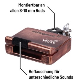 Schlagwerk WOB13 Woodoo Block High - Woodblock Musical Instrument in Vintage Design - for Rod Assembly - Multiple Sound Variants - for Drum Set or Cajon Setup - Made in Germany
