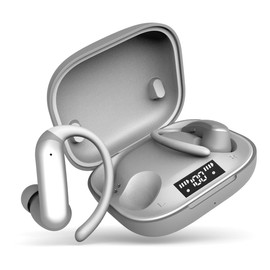 Keiby Citom Bluetooth Wireless Earbuds, Designed for Sports, Stable Fitting, Over-the-Ear Type, Heavy Bass, Wireless, Earphone, Physical Button, Prevents Misoperation, AAC Compatible, LED Display, Does Not Fall Off, Comfortable, Hands-Free Calling, Type-