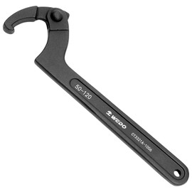 WEDO Llave de gancho ajustable en C, llave de gancho ajustable, acero chapado en cromo 40, tamaño 32-75 mm, forjada, par fuerte, alta resistencia, resistencia al desgaste, negro-recha en superficie
